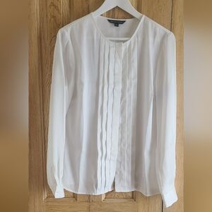 Brooks Brothers White Pleated Front Women's Blouse